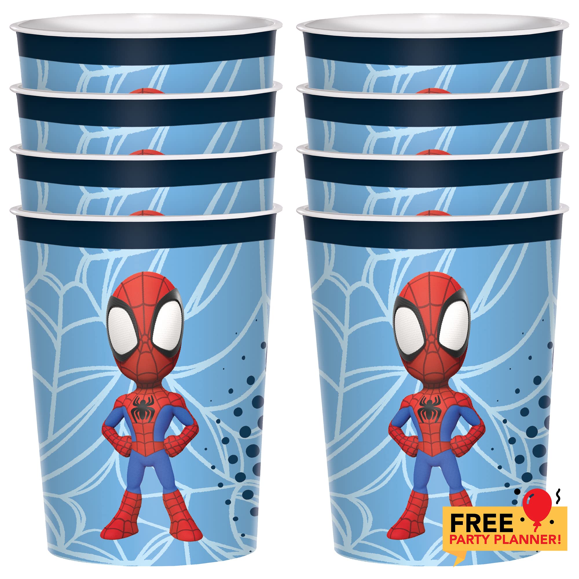 Spider Theme Party Cups With Lids & Straws - 36-Pack 16oz Reusable Plastic Cups For Birthday Decorations