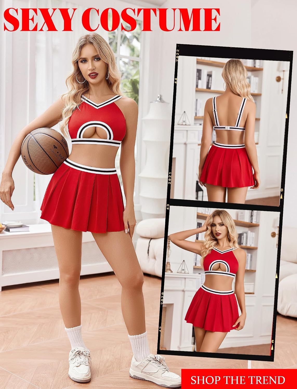 Avidlove Women's Cheerleader Costume Set Sexy Crop Top Pleated Mini Skirt | Y2K schoolgirl cheer costume sets underboob cutout crop top pleated skirt Halloween roleplay rave club parties boudoir outfit