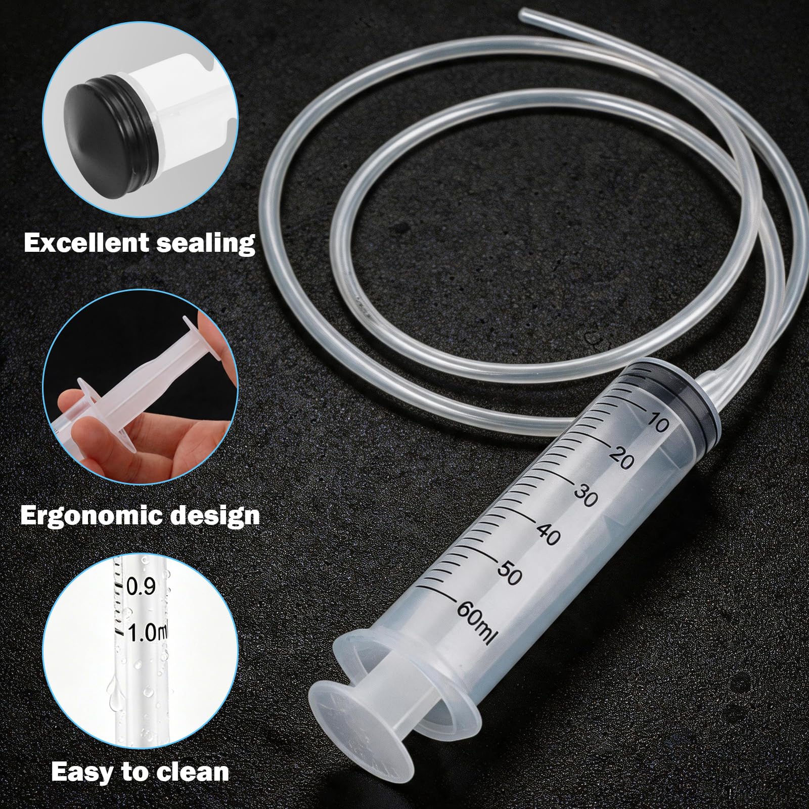 10 sztuk strzykawek 1 ml, 3 ml, 5 ml, 10 ml, 20 ml, 30 ml, 60 ml, z wężem, strzykawka do dozowania płynów dla hobbystów i majsterkowiczów, indywidualnie zapieczętowane opakowanie