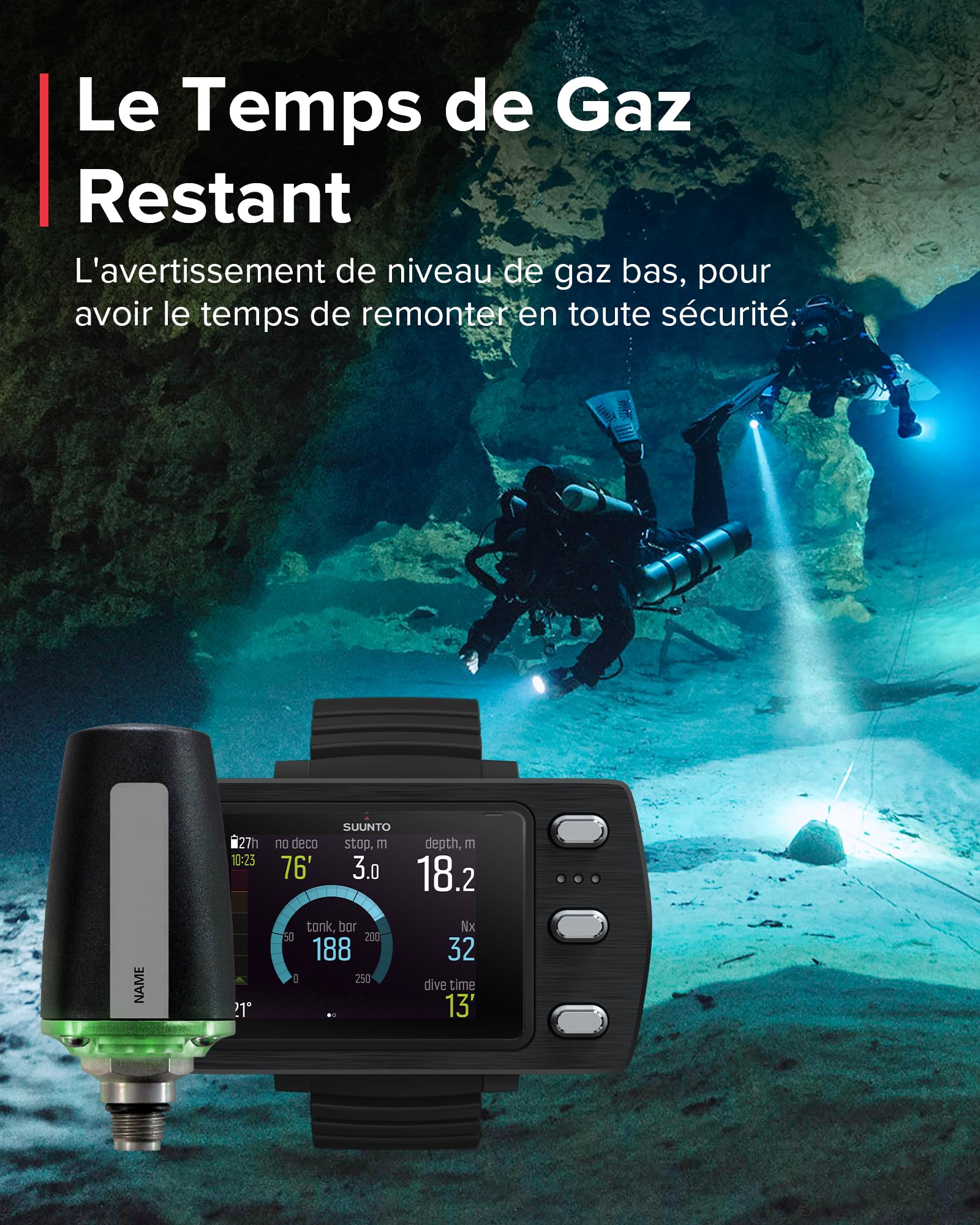 SUUNTO Dive Tank Pod, Émetteur de Pression d'Air Sans Fil pour SUUNTO D5, EON Steel, EON Steel Black et EON Core, Les Principales Informations de Plongée, Très Lisibles à Votre Poignet