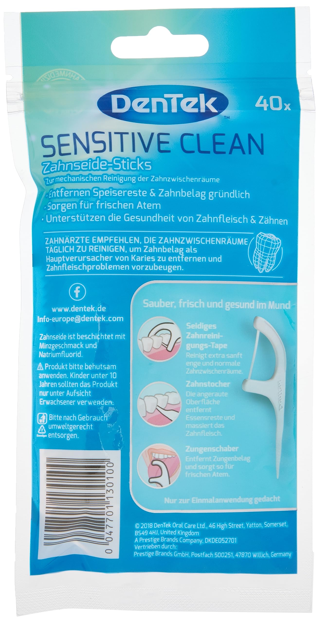 Pack of 40 DenTek Sensitive Clean Dental Floss Sticks, for Sensitive Gums, Tight Teeth, Interdental Cleaning, Mint Flavour - Image 2