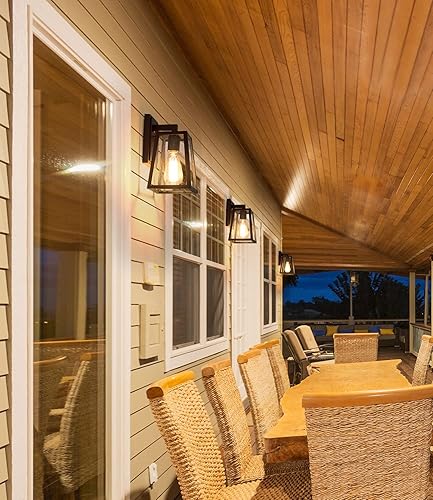 Miniatura 5 de LALUZ Iluminación de porche al aire libre - Lámpara de pared exterior antioxidante con vidrio sembrado, lámpara de pared exterior resistente a la