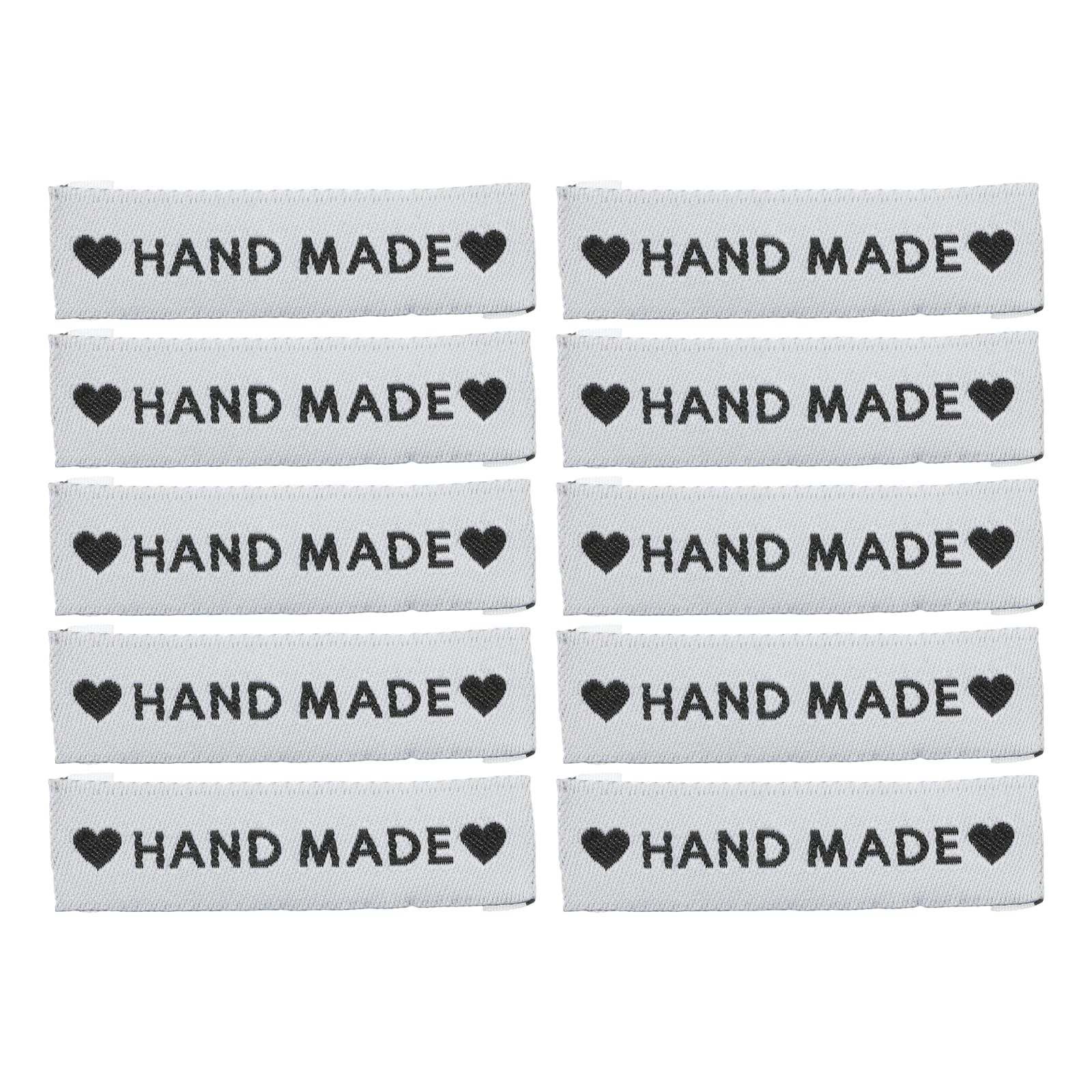 sourcing map 20pcs Handmade with Love Sewing Labels Embroidered Label Tags 2.17" L for Sew on Clothing Garment White