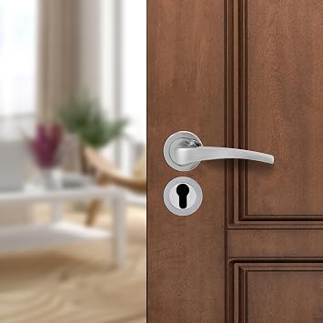 amazon basics Door Handle for Main Door | Main Door Handle | 4.9 inch Length of Handle for Grip | Brass | crom Finish |