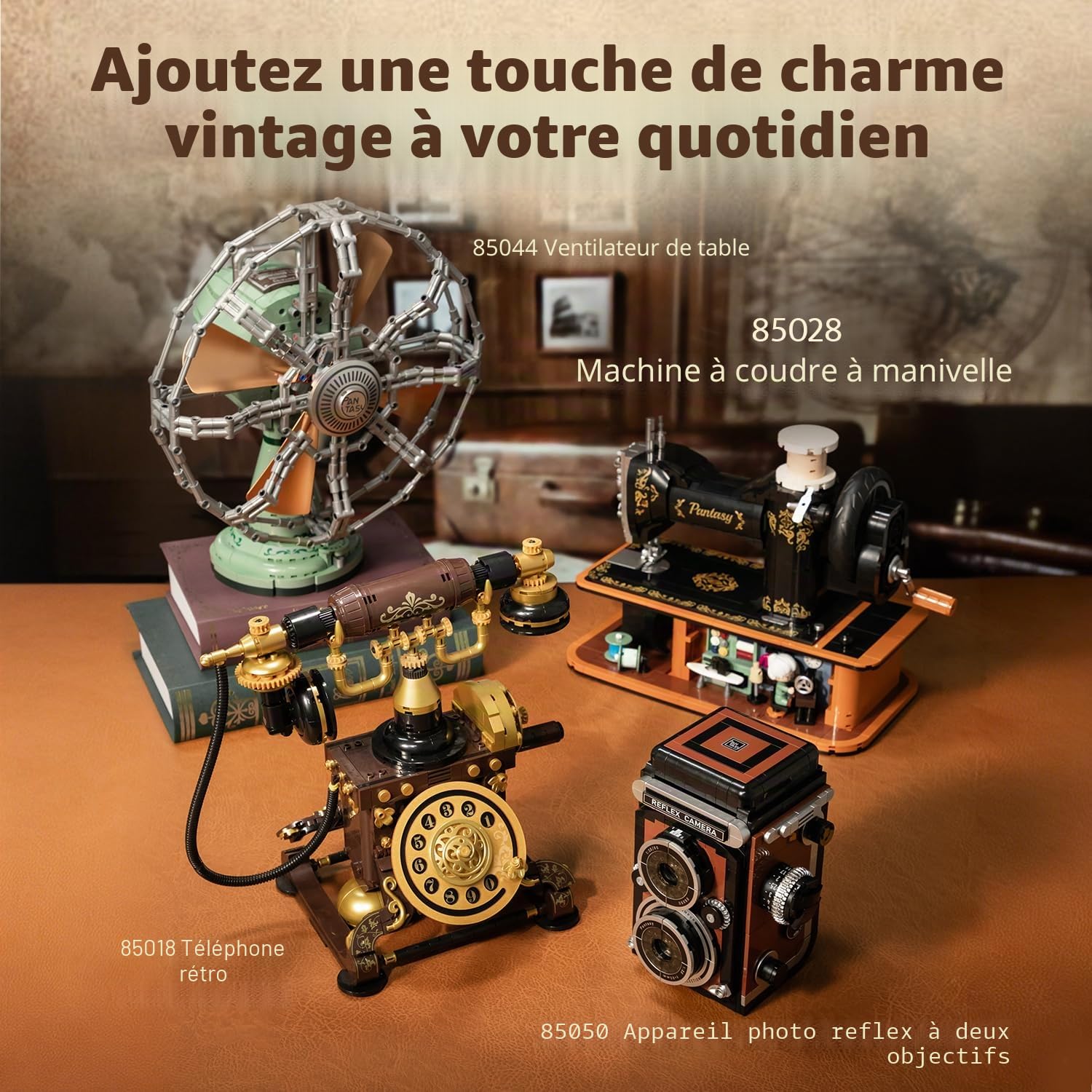 PANTASY Ensemble de briques de construction miniature pour adultes, modèle de caméra rétro à double objectif réflex classique avec fonctions interactives, appareil photo vintage modèle de collection