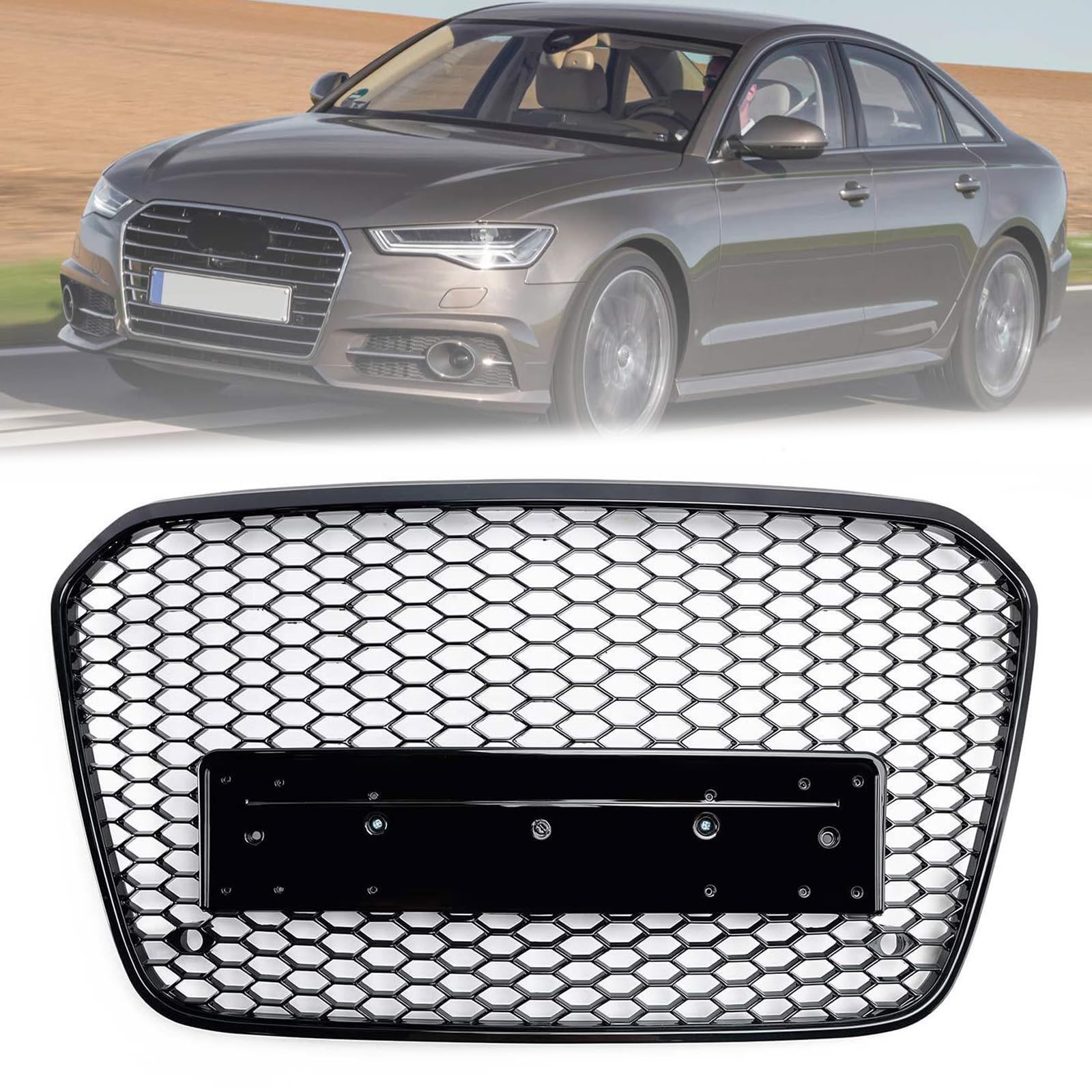 アウディ A6 フロント グリル　RS6 2012～2015 Amazon.com: RS6 Style Honeycomb Front Bumper Grille Grill Fit for