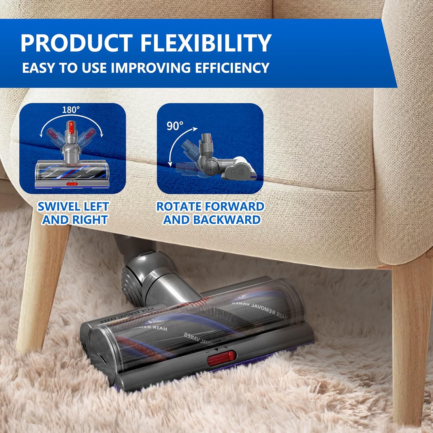 Upgraded High Torque Head Replacement Compatible with Dyson V10 V11 V15 Vacuum Cleaner, Replacement Vacuum Head with Anti-Tangle and Adjustable Suction Suitable for Hardwood Floor & Carpet and Rug