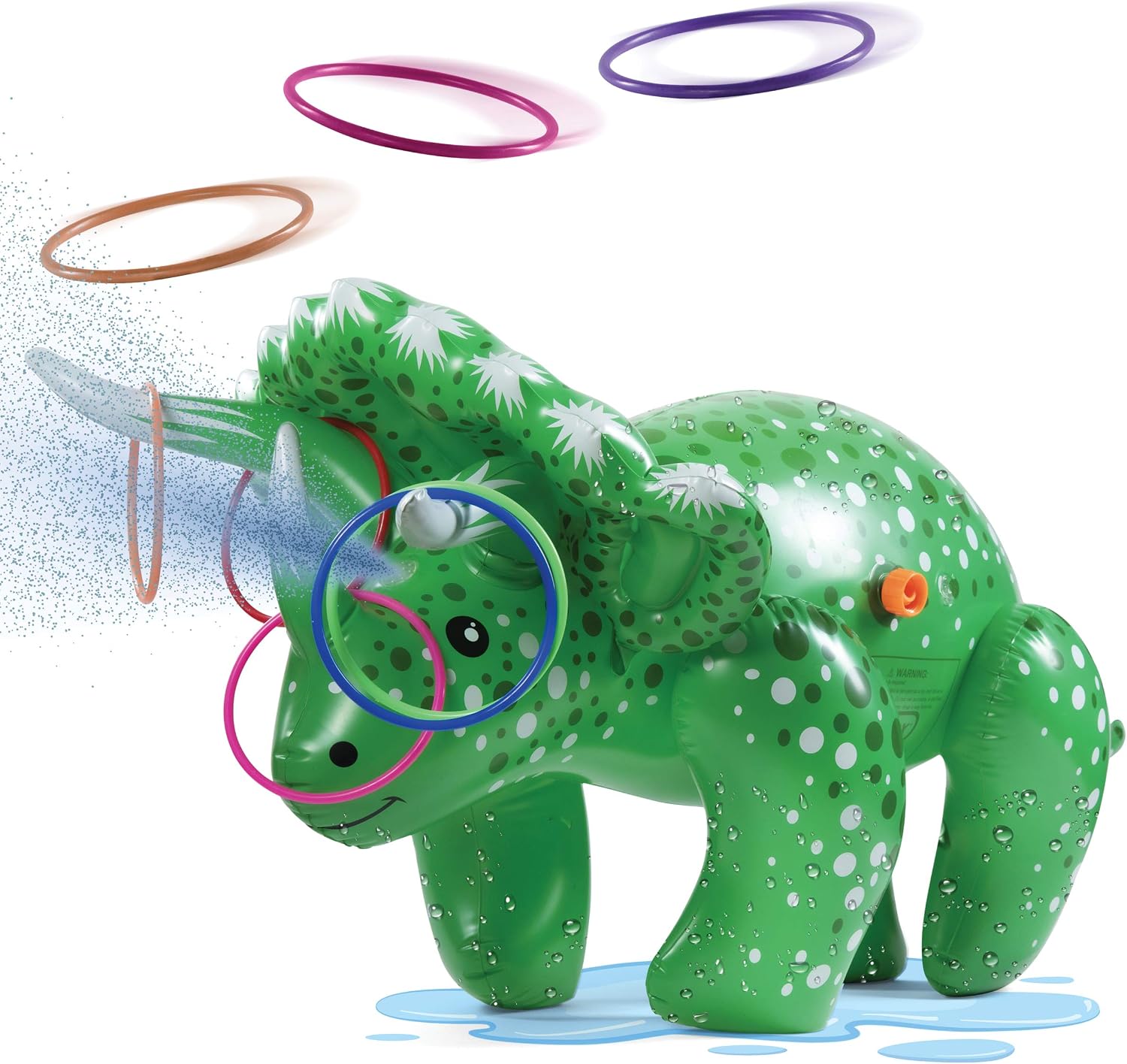 Prextex 2-in-1 Dinosaur Water Sprinkler and Ring Toss Combo | Outdoor Fun for Kids: Lawn Water Sprinkler, Garden Hose, Water Fountain, Pet Fountain, Toy Set for Baby Boy, Baby Girl & Toddler