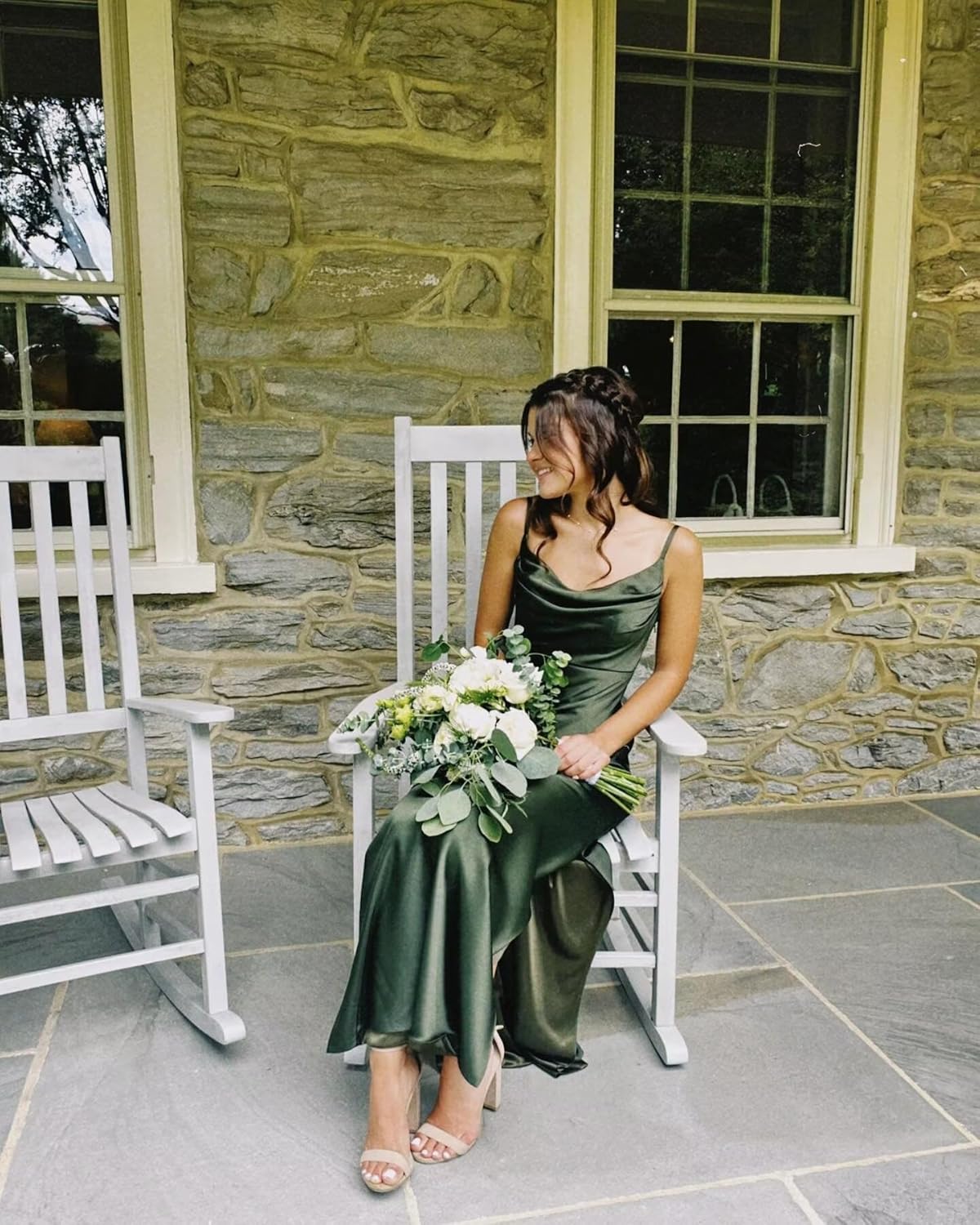 Satin Bridesmaid Dress for Women Spaghetti Straps Slit Prom Dress Formal Summer Maxi Dress - Image 5