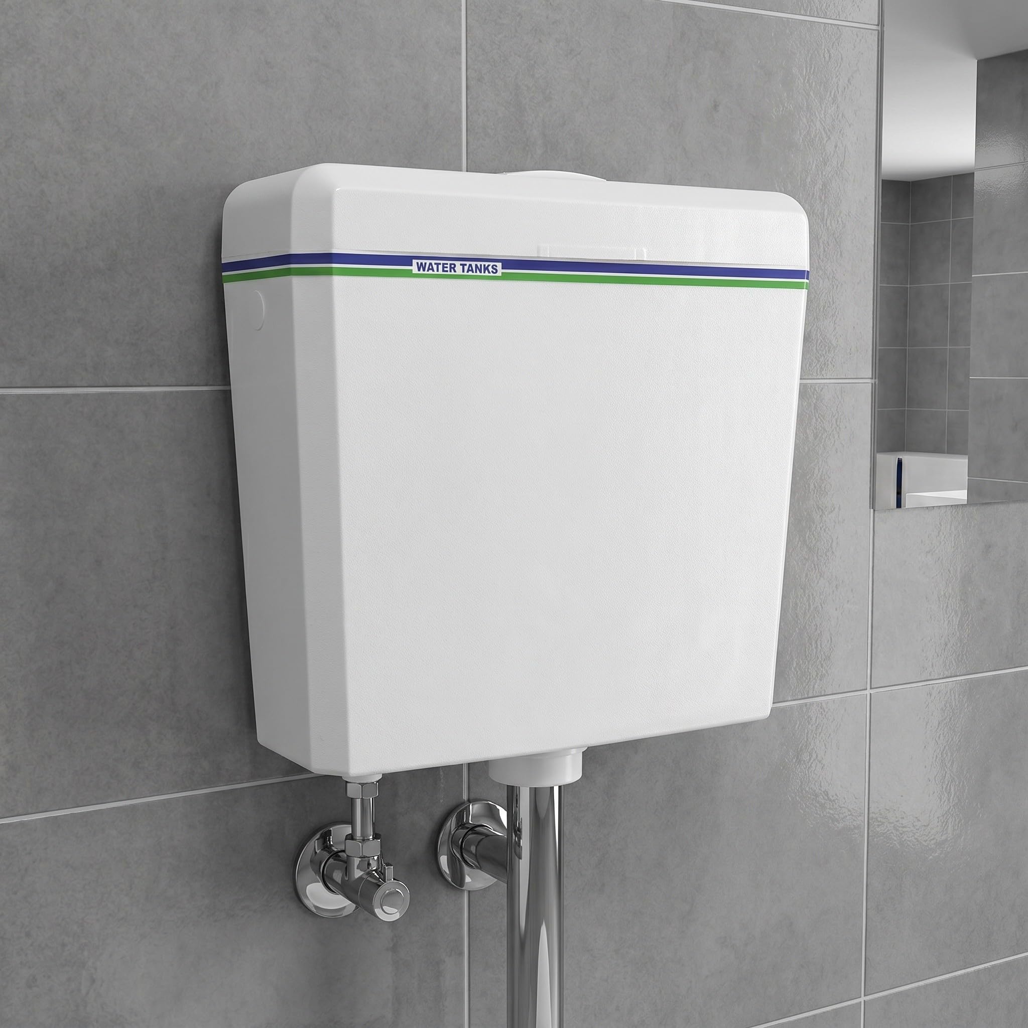 iplusmile Tanque de Descarga para Inodoro de Pared para Baño Común y Sanitario de Cuclillas, Color Blanco, Plástico Resistente Función de Doble Descarga Ajustable