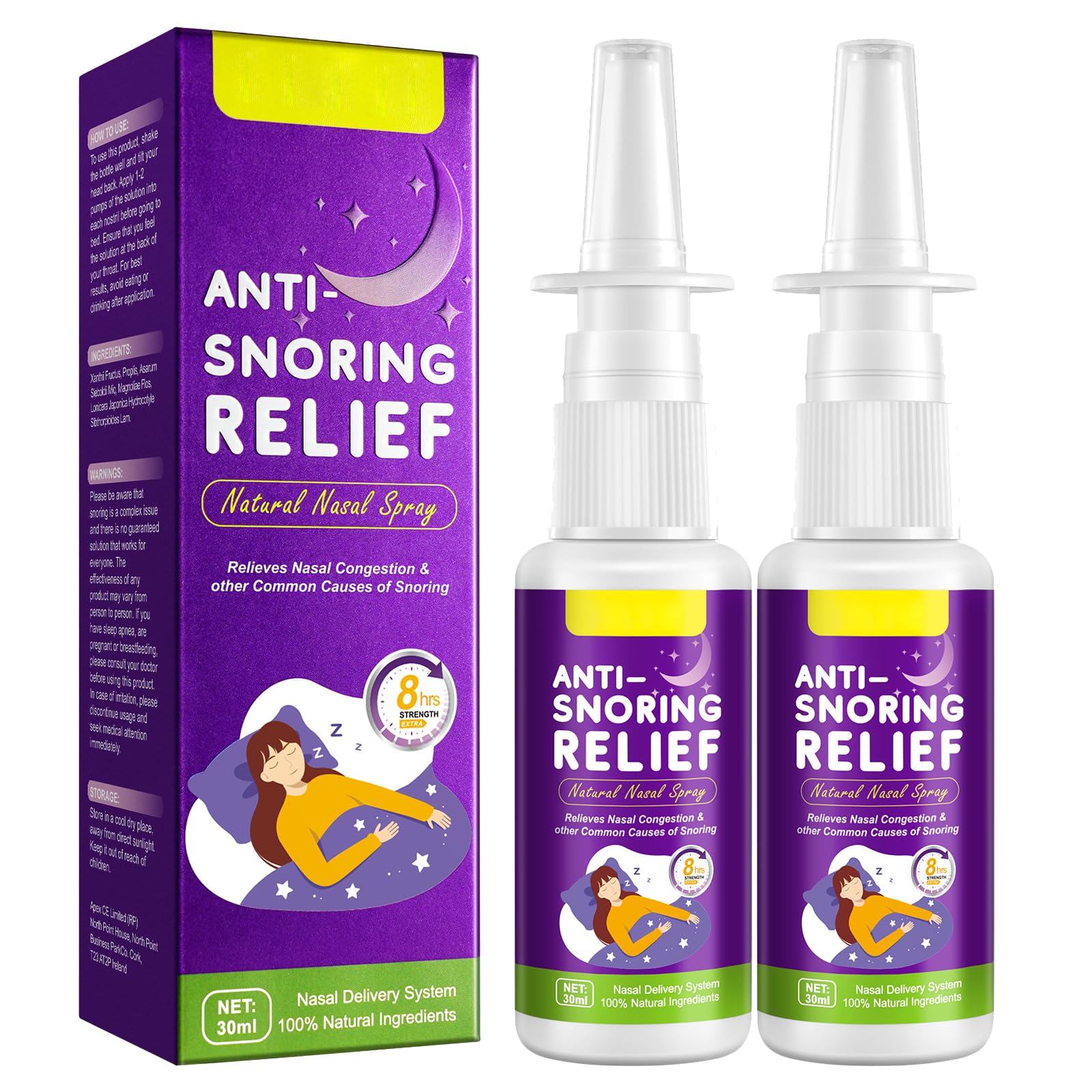 Anti Snoring Spray, 2 Pack Anti Snoring Devices, Fast Snore Sto_pper Drops For Better Sleep Effective Snoring Solution, Helps Open The Throat & Air Passage While Sleeping, Safe Snoring Solution, 30ml