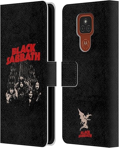 Head Case Designs Officially Licensed Black Sabbath Red Logo Key Art Leather Book Wallet Case Cover Compatible with Motorola Moto E7 Plus
