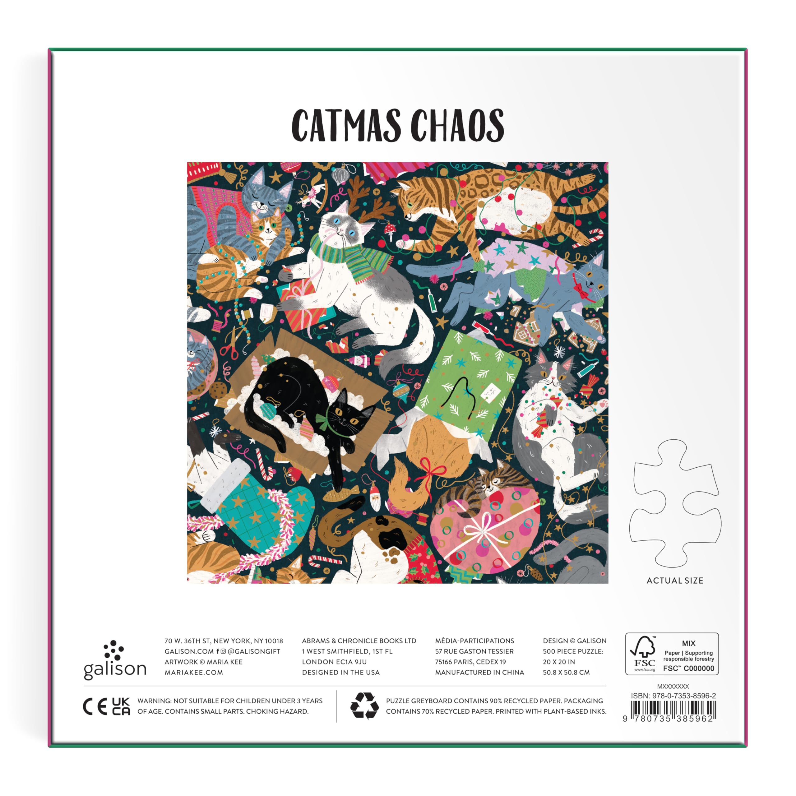 Amazon.com: Galison Catmas Chaos – 500 Piece Foil Jigsaw Puzzle