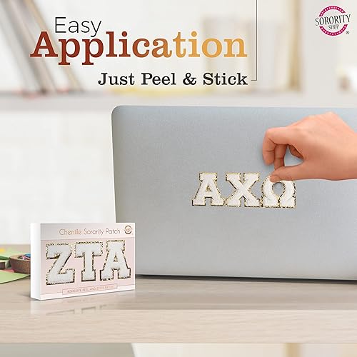 Miniatura 3 de Sorority Shop Sigma Delta Tau - Adhesivos de letras de chenilla, parte trasera adhesiva, juego de 3 letras griegas