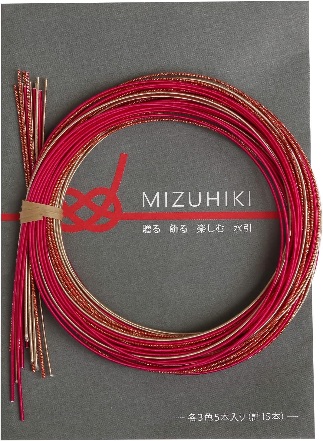 piece MIZUHIKI PHC-100-6 Mizuhiki Assorted Set with Leaflet, 5 Each of 3 Colors, Nadeshiko