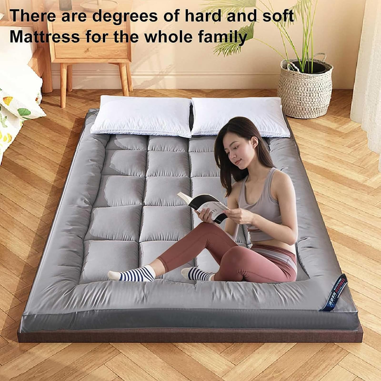 Japanse opvouwbare futonmatras, futon dikkere vloermatras Tatami-mat, ligstoel, slaapbank, opvouwbare matras, vloermat, draagbare campingmatras, voor slapen en reizen