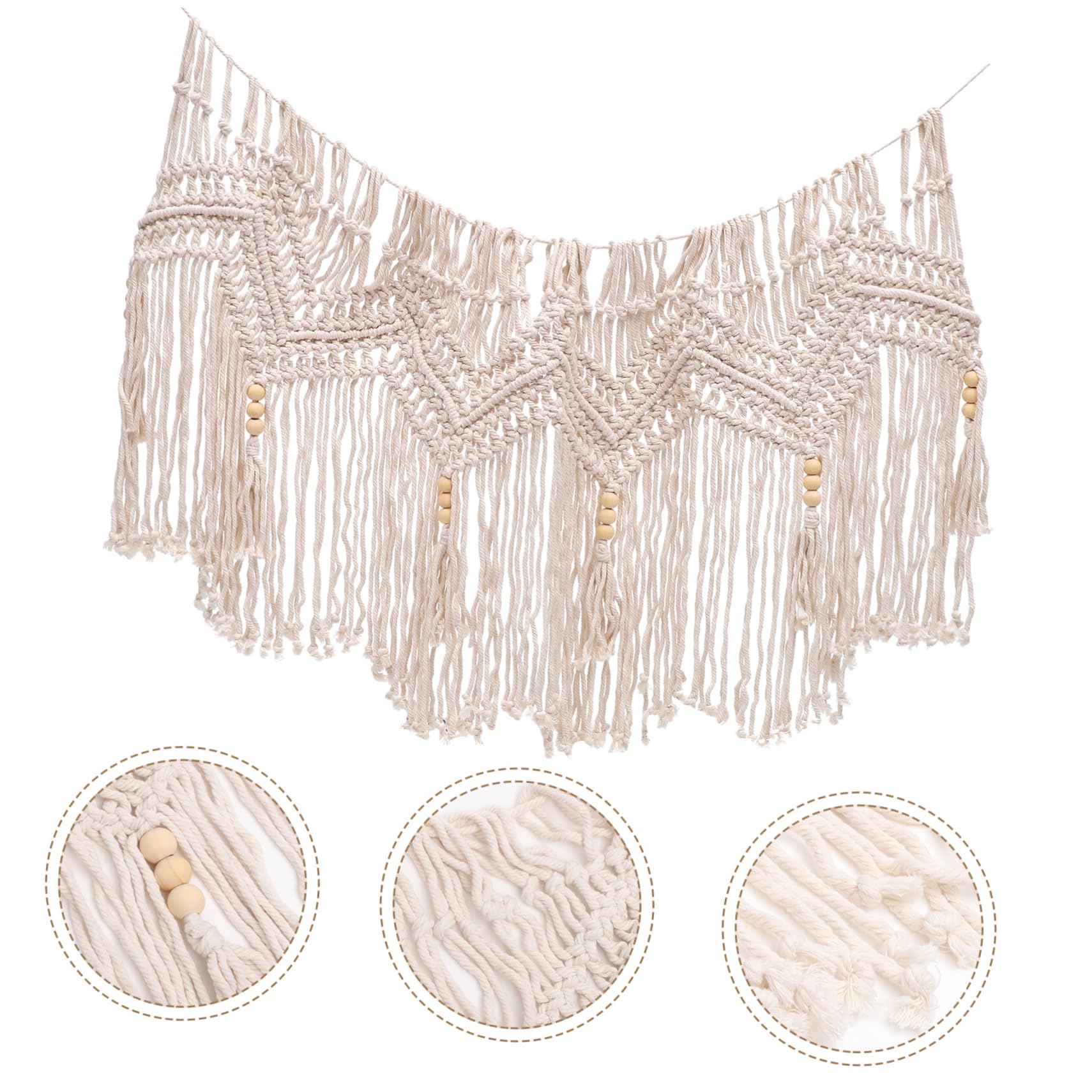 VOSAREA Rideau Macramé Bohème en Coton Tissé avec Pampilles, Décoration Murale et Porte D'entrée Style Naturel