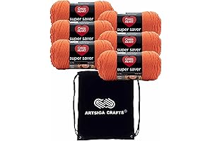 Red Heart Super Saver Yarn Carrot Bundle: Crocheting and Knitting Acrylic Yarn with Project Bag