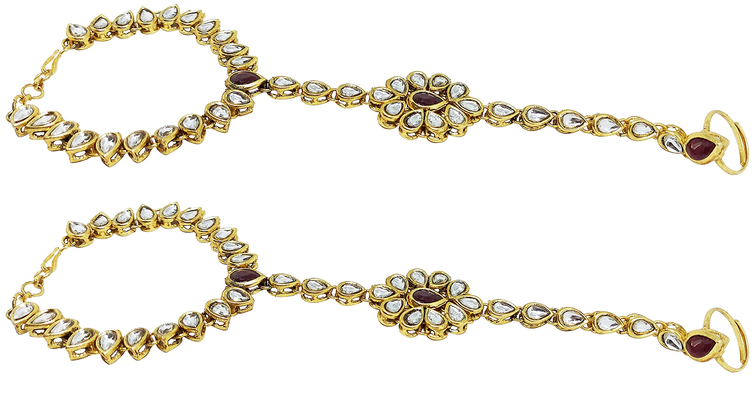 Chrishan gold plated ethnic kundan ring bracelet set women and girls. (White) (B09DD6FYRD) Amazon Price History, Amazon Price Tracker