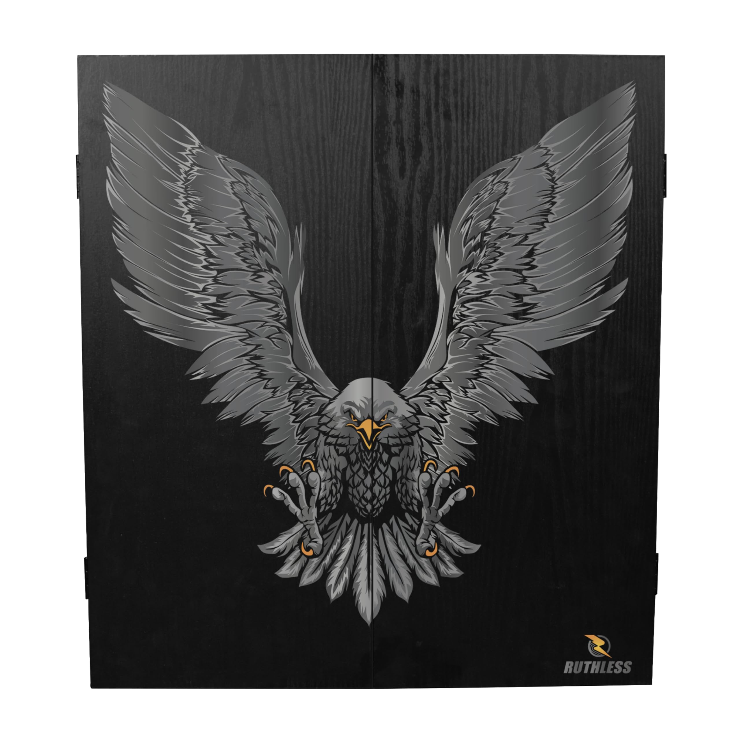 RUTHLESS | Eagle Dart Board Cabinet | Professional Heavy Duty Square Black Dartboard Storage