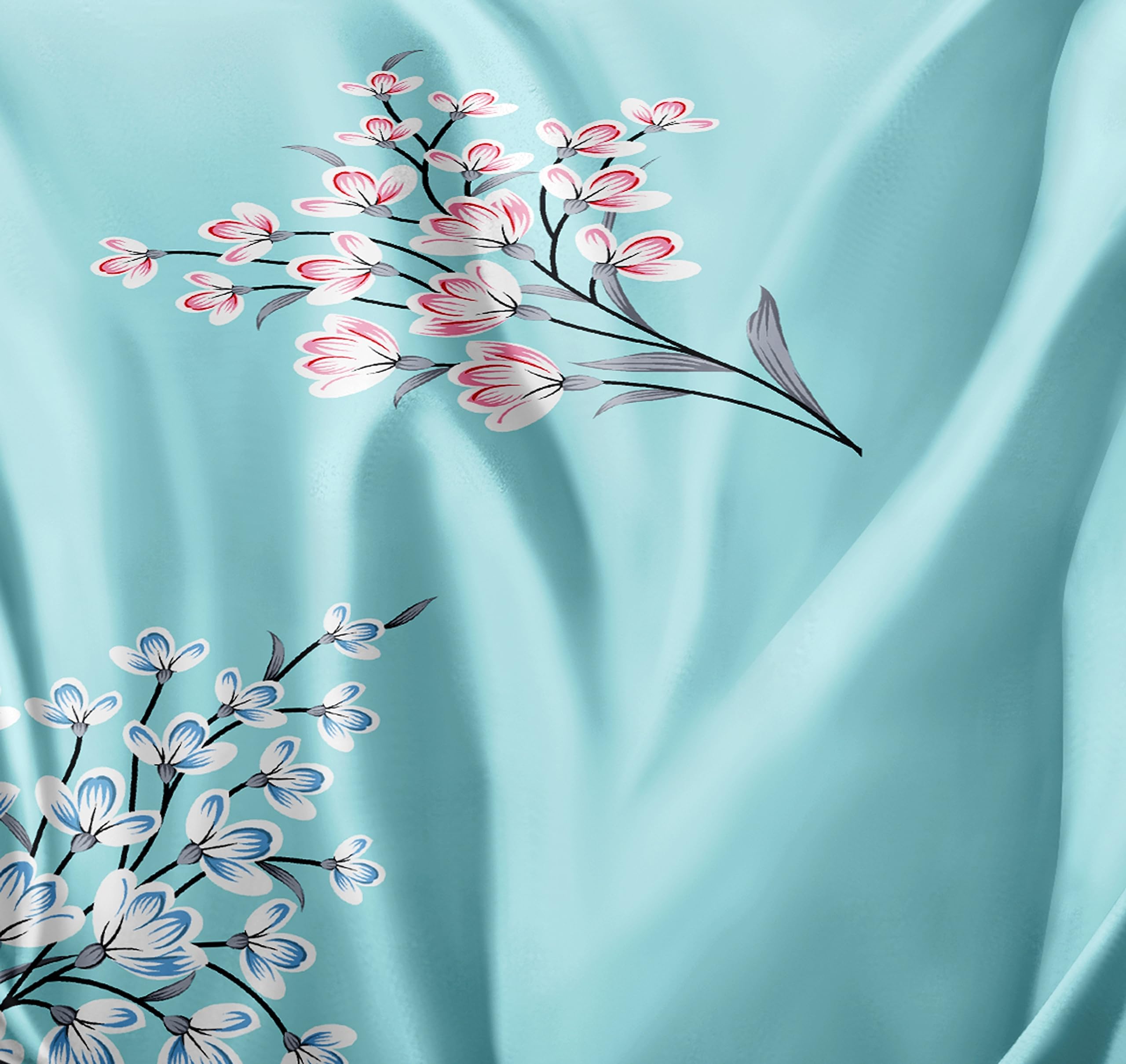 Cortina Microfiber Queen Sheet Set - Leaf & Sky Blue -3 Cortina Microfiber Queen Sheet Set - Leaf & Sky Blue -3