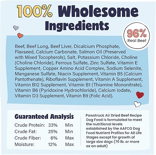 Miniatura 7 de Pawstruck Alimento natural secado al aire para perros con carne de res real, sin granos, fabricado en Estados Unidos, sin OMG y recomendado por