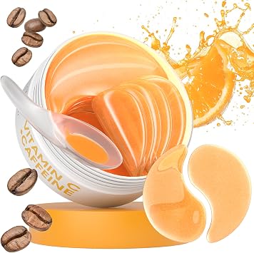 Vitamin C & Caffeine Under Eye Gel Patches, Under Eye Patches for Puffy Eyes & Dark Circles, Vitamin C & Caffeine for Brightening & Hydration, Bridesmaid Gift 30 Pairs, 60 Pieces
