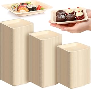 Ferrochef 100 Pcs Disposable 6" Square Palm Bowls Palm Leaf Bowls Bamboo Disposable Plates Square Wood Plates for Birthday Party, Wedding Events, Appetizer, Dessert, Catering and Home Use
