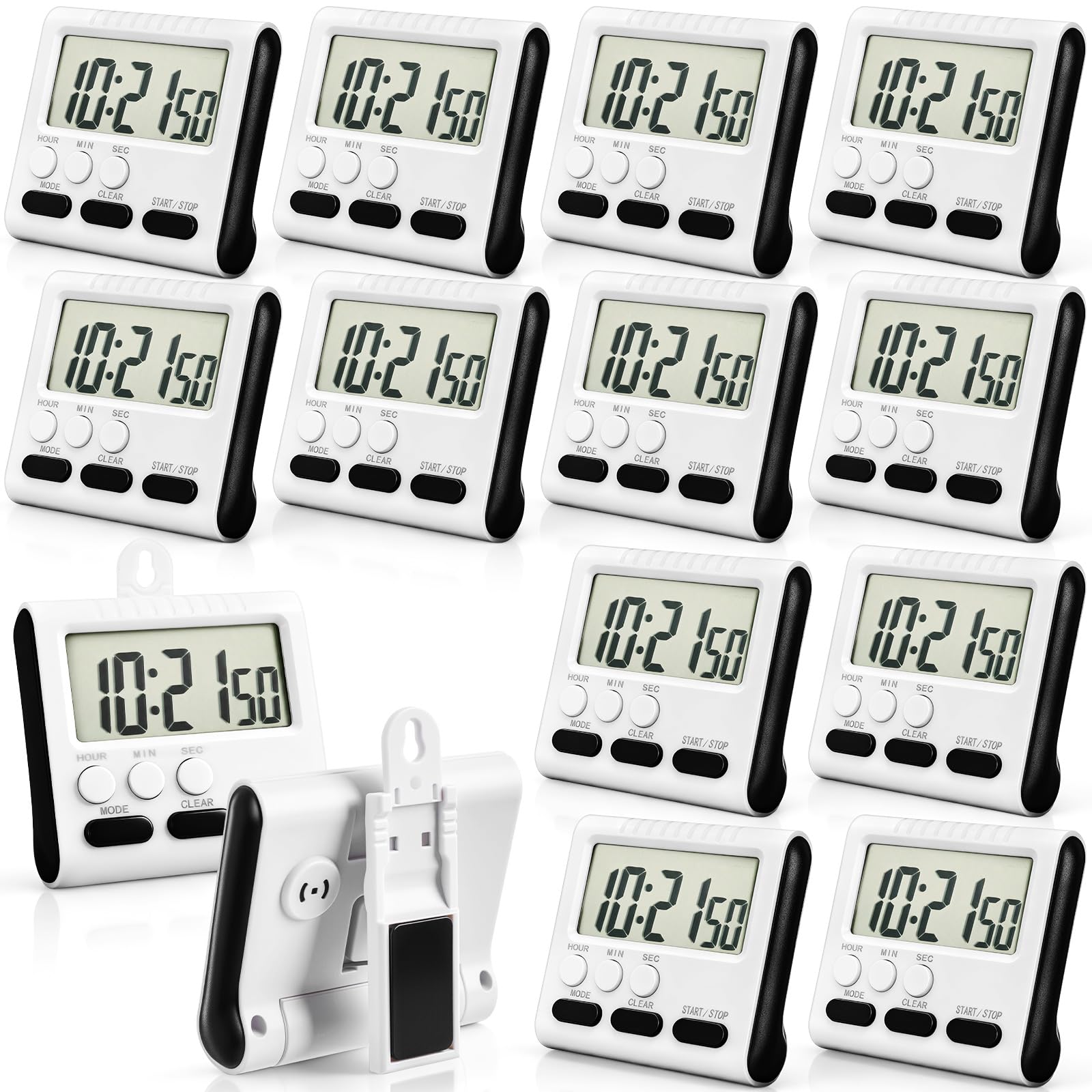 Xuhal Küchentimer mit Wecker, magnetisch, Digitaluhr, lauter Alarm, großer Bildschirm und starker Magnet, manuelle Umschaltung, Countup oder Down und Memory-Funktion für Backen, Sport, Büro, Studium