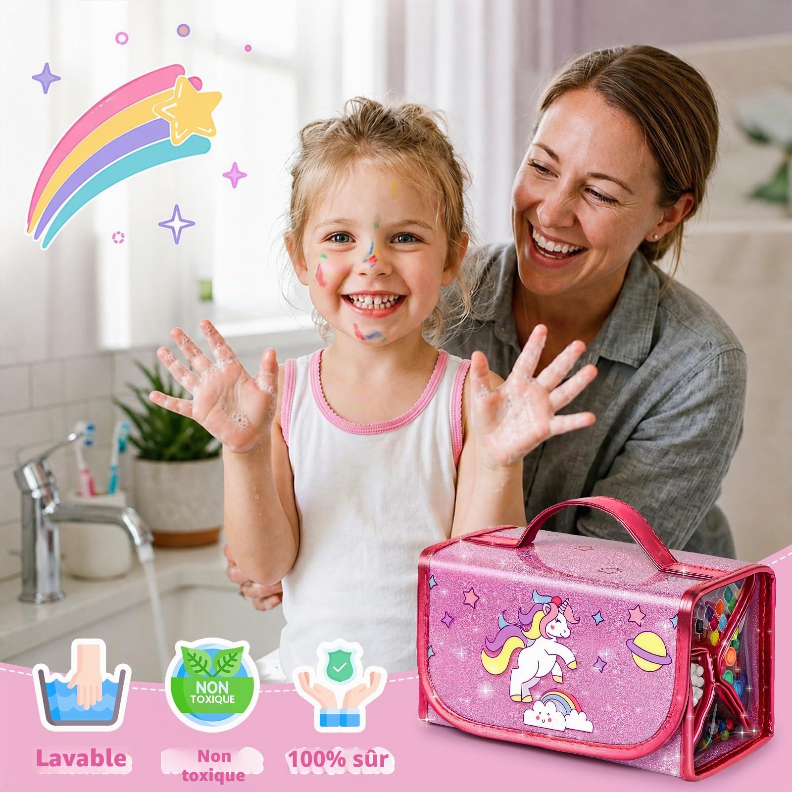 Hot Bee Cadeaux Licorne pour Filles, Set d'Art pour Enfants 3-5, Feutres Coloriage, Arts et Artisanat pour Enfants, Sets de Papeterie pour Filles