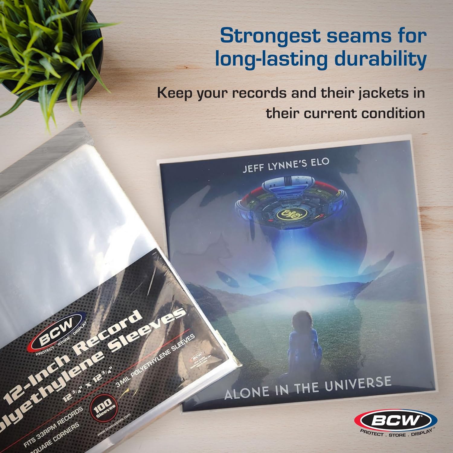 BCW Vinyl Record Sleeves | 200-Pack for 12"" LPs | Archival-Quality Vinyl Protective Sleeves for Single & Double Albums