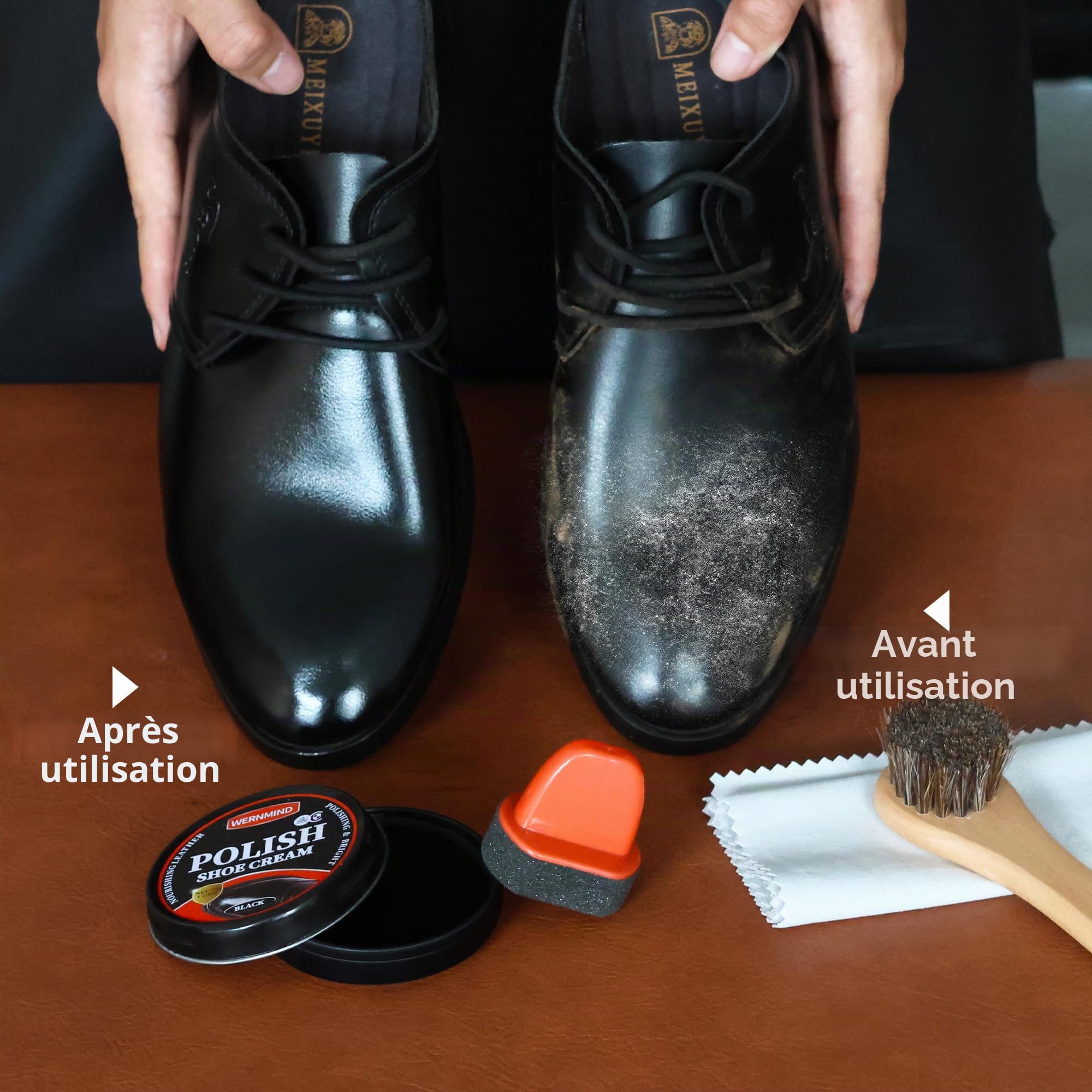 Cirage Noir Marron Incolore Kit De Cirage Chaussures Cuir Chaussure Cirage Marron CrèMe