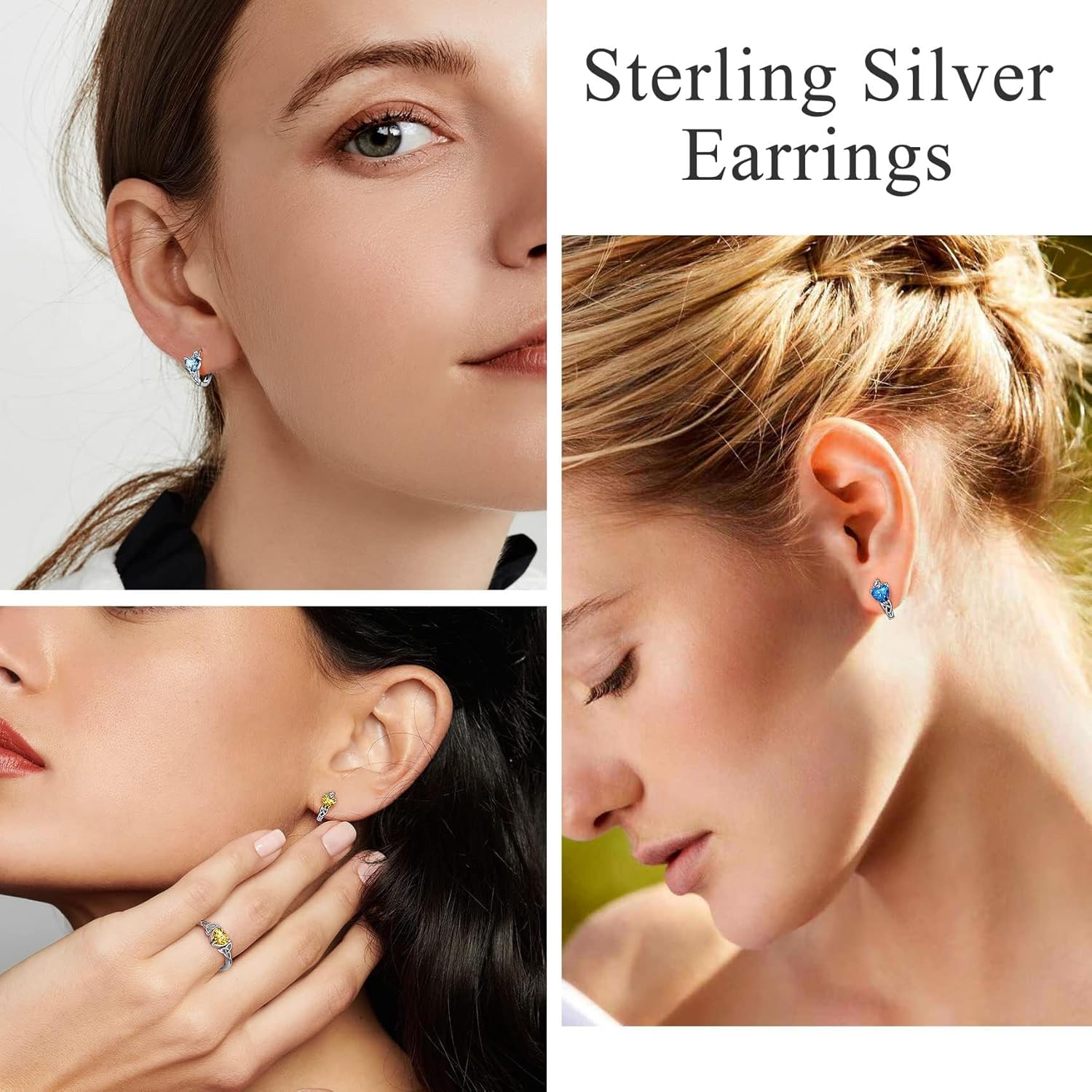 Bestyle 925 Sterling Silver Huggie Hoop Earrings Small Birthstone Hoop Earrings for Women Hypoallergenic Silver Huggie Earring,Great Birthday Earrings Gift for Daughter Wife Mom