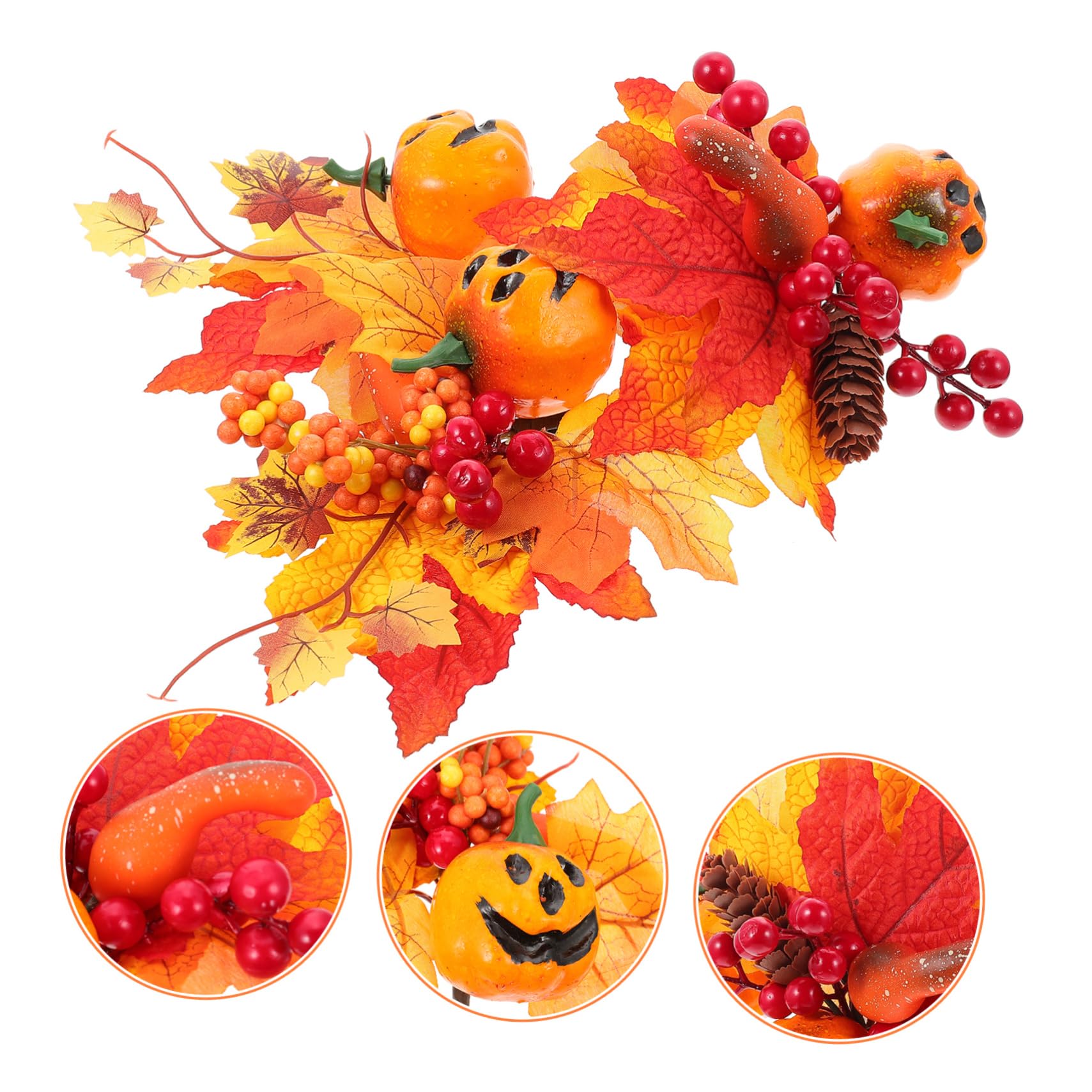 PRETYZOOM 3 Set Simulazione Di Rami Di Zucca Centrotavola Halloween Decorazione Casa Gonfiabile Ramo Di Acero Artificiale Raccolta Di Zucche Autunnali Foglia D'acero Artificiale 3 Pezzi*3