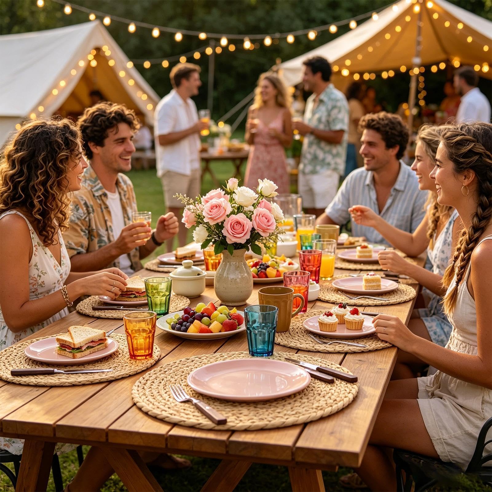 Tovaglietta In Rattan Set Di 6 Tovagliette In Rattan Naturale Intrecciato A | Sottopiatto Rotondo Per Cucina Casa Patio Giardino Picnic Campeggio Matrimonio