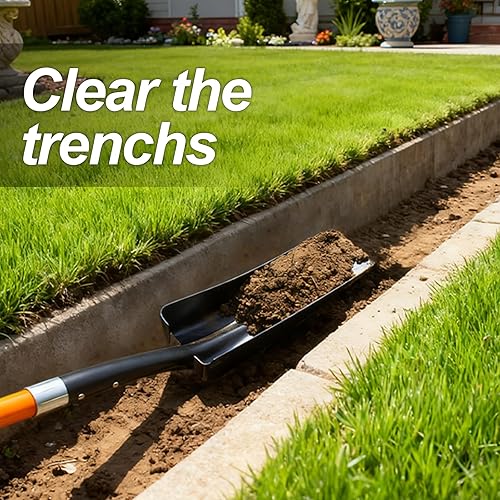 Miniatura 3 de VNIMTI Pala para zanjas limpias, pala de zanja de 4 pulgadas con mango de fibra de vidrio, 58 pulgadas