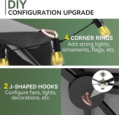 Miniatura 6 de Aoxun Gazebo para exteriores para patio de 10 x 12 pulgadas, toldo con marco de metal con techo doble, tienda de campaña resistente y refugio con