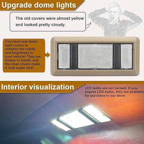 Miniatura 2 de ModitoFix Map Dome Light Lens Cubierta interior transparente para techo interior compatible con K1500 K2500 C1500 C2500 1988-2000, Chevy Silverado
