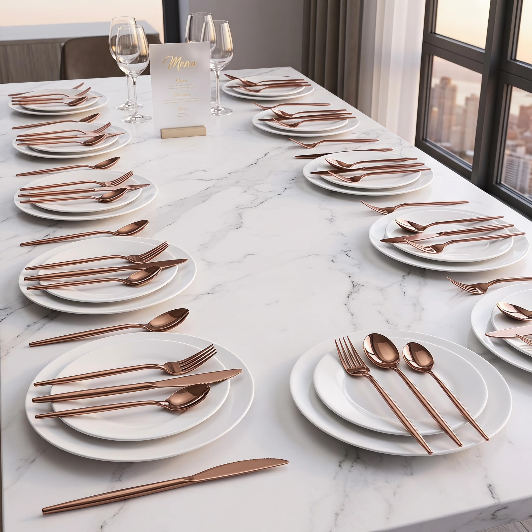 Set di Posate da 40 Pezzi in Acciaio Inossidabile 18/10 per 10 Persone, con Finitura A Specchio, Composto da Forchette, Cucchiai E Coltelli. Utensili Riutilizzabili per Riunioni di Famiglia, Uso