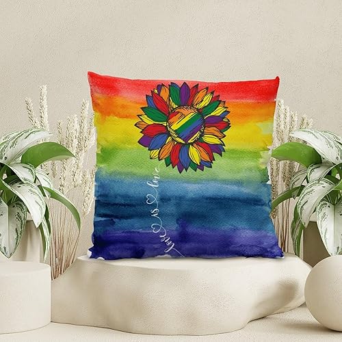 Miniatura 4 de Fundas de cojín de lino con diseño de arcoíris para decoración del hogar, diseño de girasol, arcoíris, amor, LGBT, para decoración del hogar,