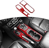 Vista 1 de RT-TCZ Cubierta de palanca de cambios para Jeep JL, color rojo, panel de ajuste de perilla de palanca de cambios 4WD para Jeep Wrangler JL JLU