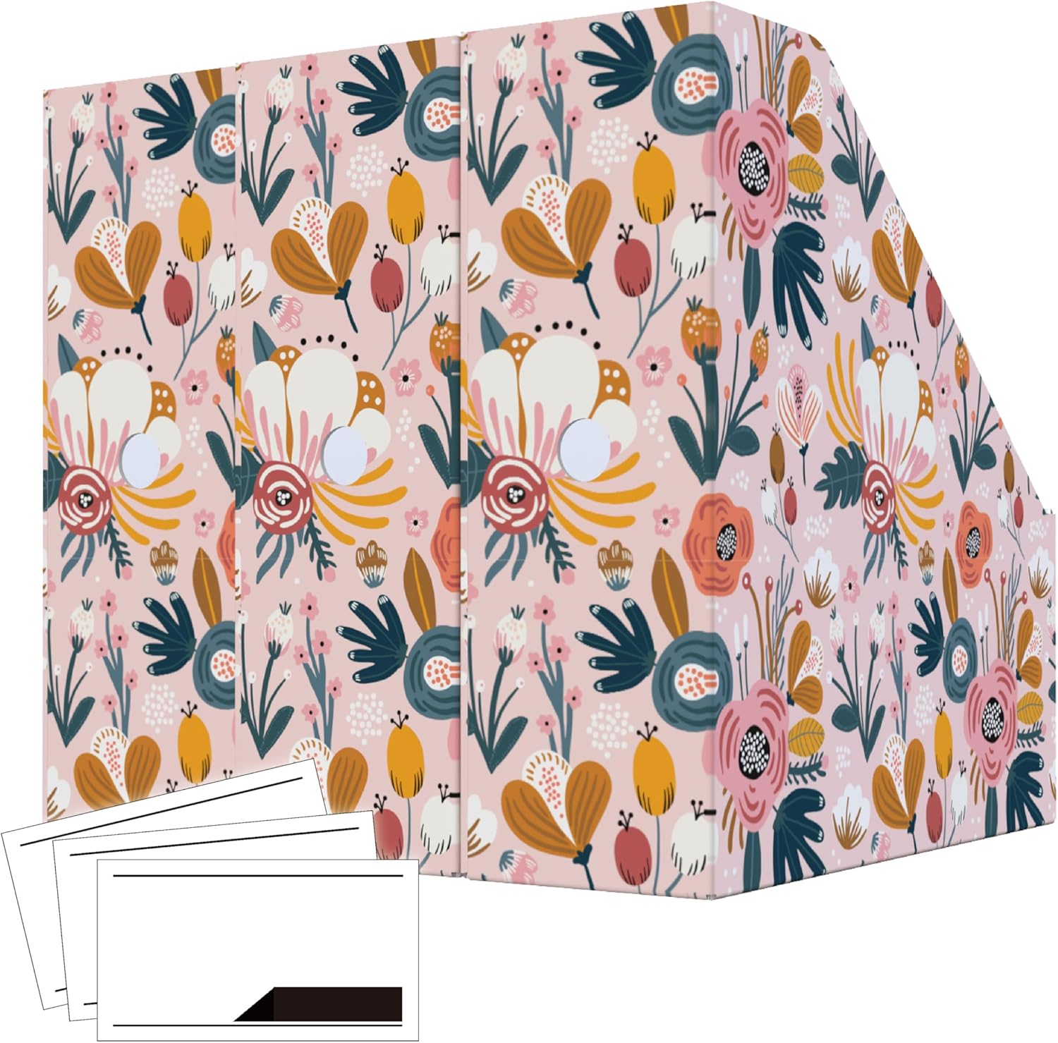 ANSSDO 12 Pack Cardboard Magazine Holder - Premium Magazine File Organizer, Large Volume Storage Box as Book Bins or Folder Holder for Desk - Teal Floral