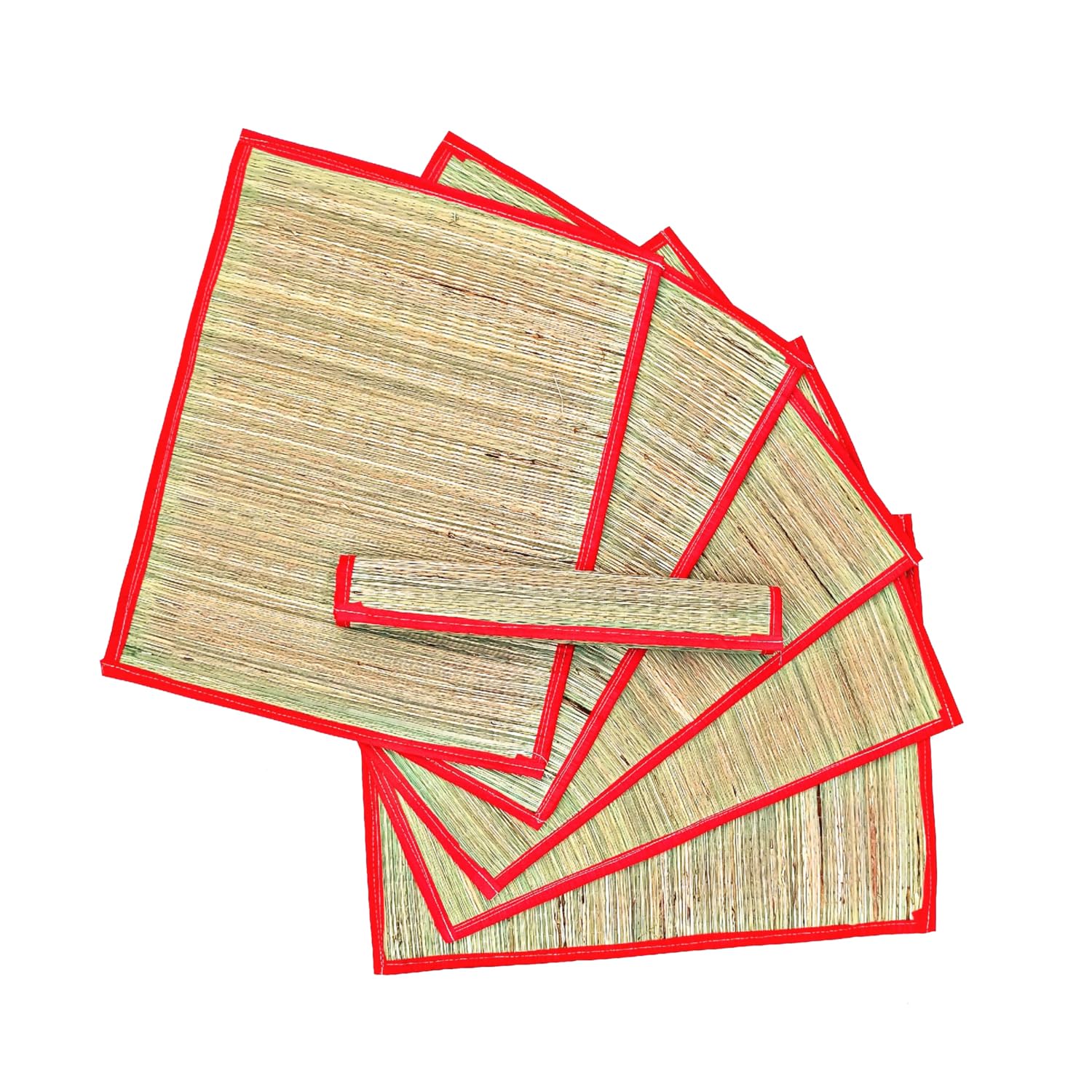 Natural Korai Grass Pooja Mat Pack of 6 | Handmade Kusha Grass Aasan for Meditation, Yoga, Havan & Daily Puja | Eco-Friendly Traditional Sitting Chatai-picture-13