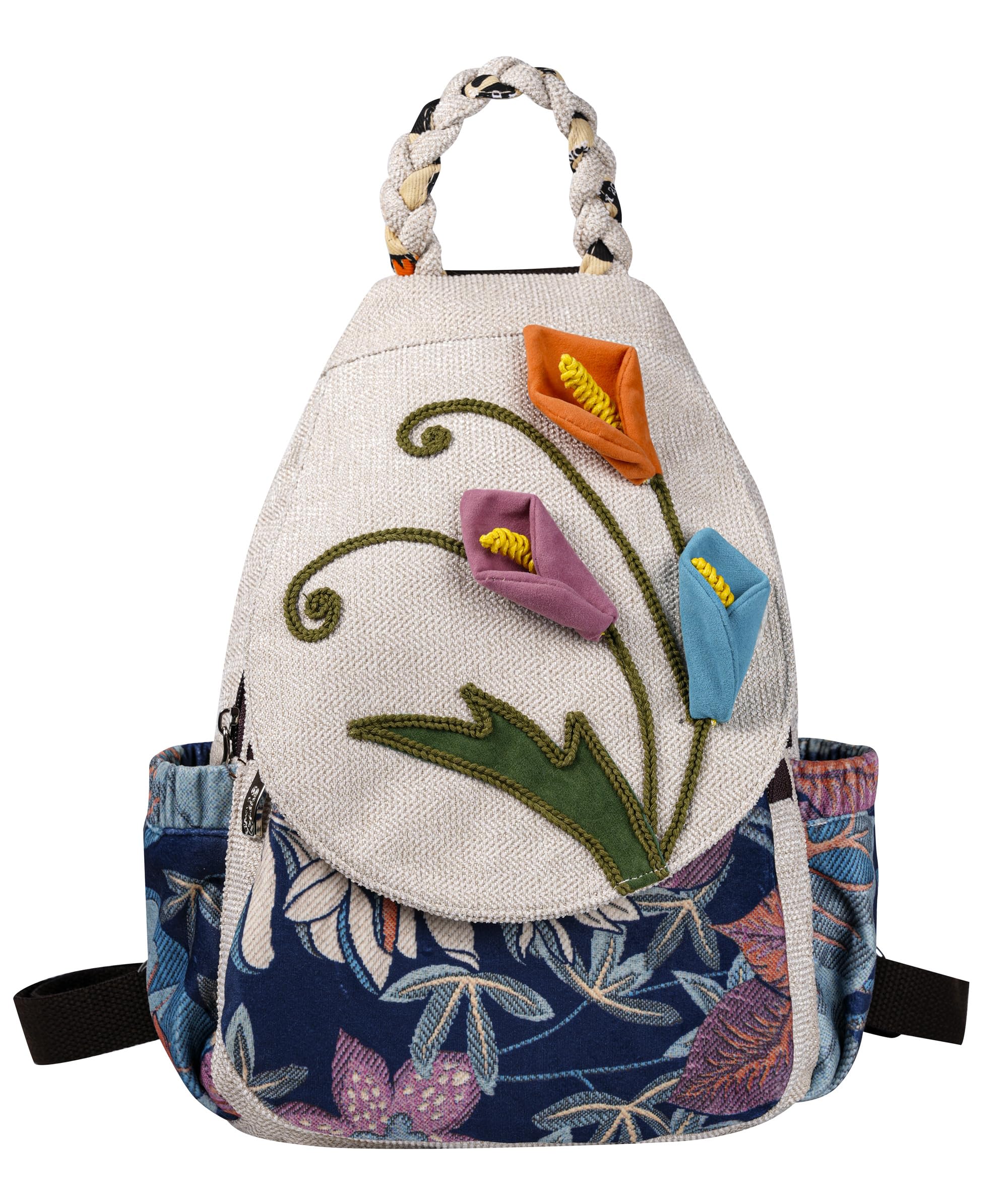 HUANGGUOSHU Bohemian Knit Backpack - Handcrafted, Multi-Pocket, Secure Zipper Pockets Pocket - Ideal Gift for Girls, Moms, and Students - Travel