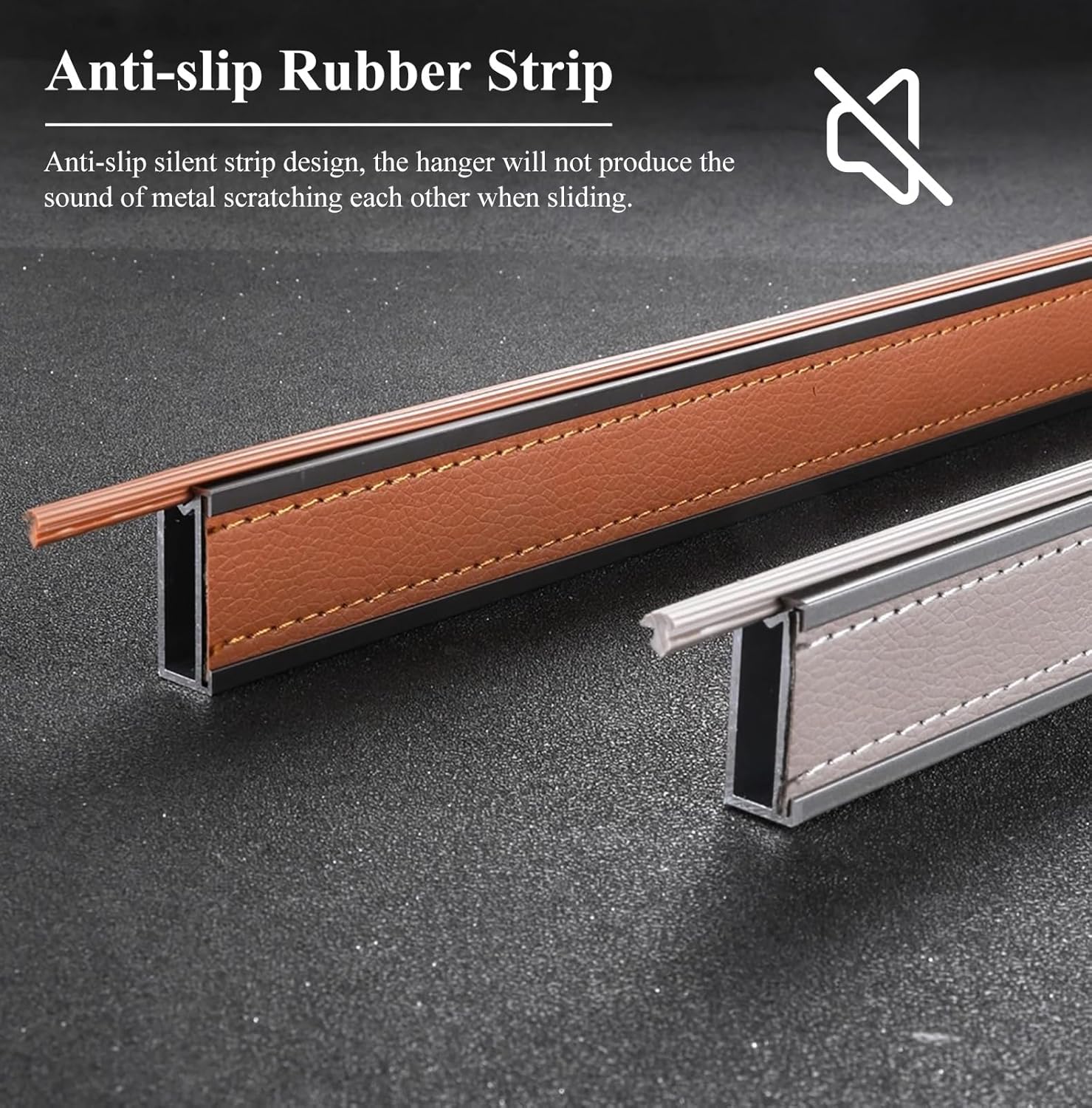 Closet Rod Stylish Leather Metal Closet Clothes Rack, Top Mount Wall Mounted Closet Bar, Space Saving Wardrobe Tube Pole with Brackets, Easy to Install ( Color : Light Gray , Size : 110cm(43 1/4") Len