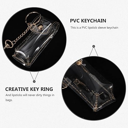 Miniatura 9 de FOMIYES Chapstick - Funda para llavero, funda con clip, bolsa transparente para lápiz labial, soporte para bálsamo labial, llaveros, brillo de