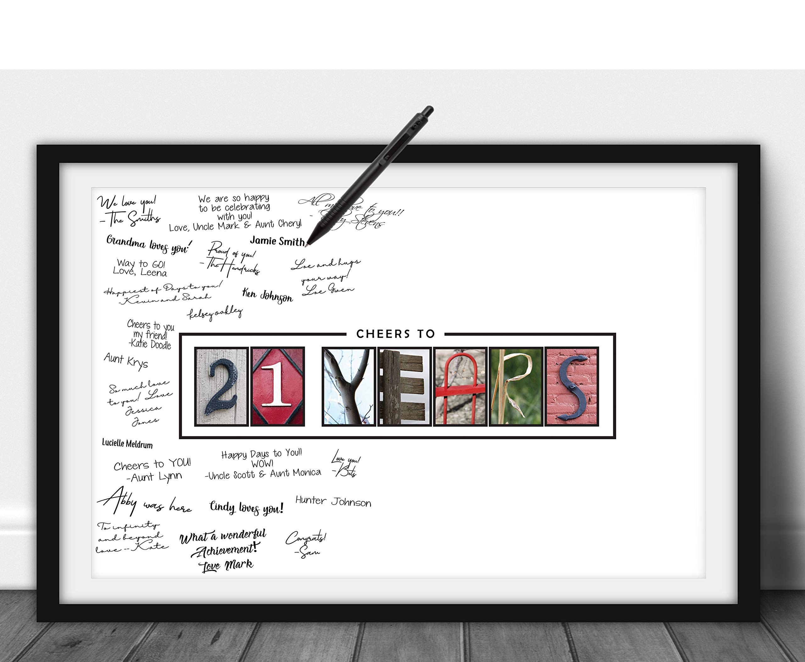 Katie Doodle 21st Birthday Decorations - Creative Guest Book Alternative - 21st Birthday Party Supplies Centerpiece Decor Card Gift for Women Men Her Him - 21 Years Wall Art Poster, 11x17 [Unframed]