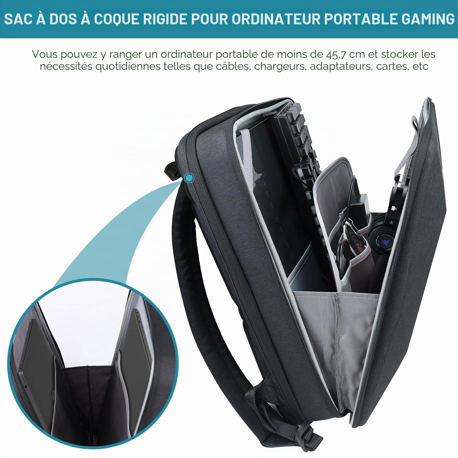 Smatree Sac à dos rigide pour ordinateur portable, compatible avec ASUS ROG Strix SCAR 18, ROG Strix G18, ROG Strix Scar 17,3", ROG Strix Scar 17, ROG Strix SCAR 17 - Noir, Noir , taille unique