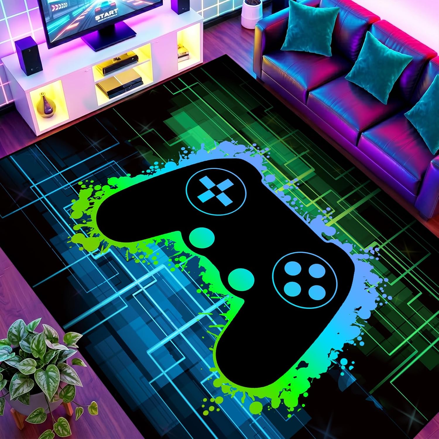 Gamer Rug for Boys Room - Video Game Rugs for Kids Bedroom Gaming Rugs for Gaming Room Gamer Decor for Boys Room Game Carpet for Playrooms,4'5''×6'