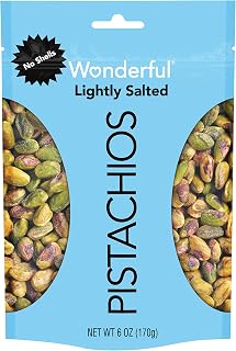 Wonderful Lightly Salted Shelled Pistachios, 6oz Resealable Pouch - Gluten-Free, Non-GMO California Grown Snack